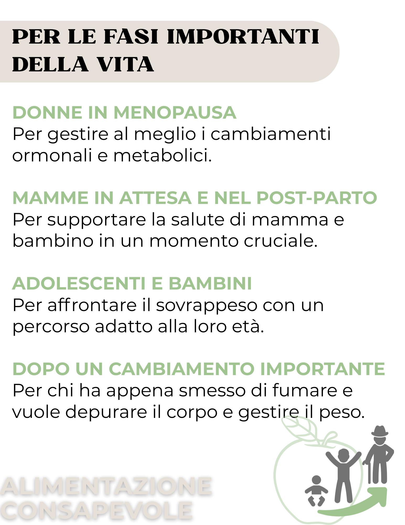 Fasi importanti della vita